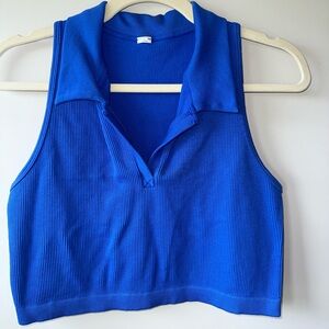 Blue Cropped Workout Top